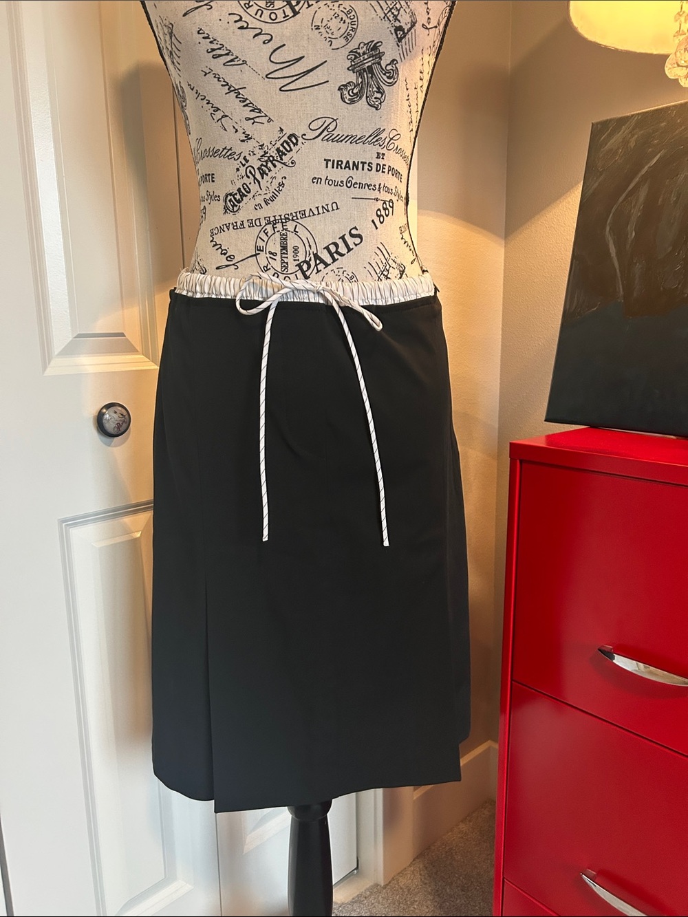 NWOT Classic Black Drawstring Skirt